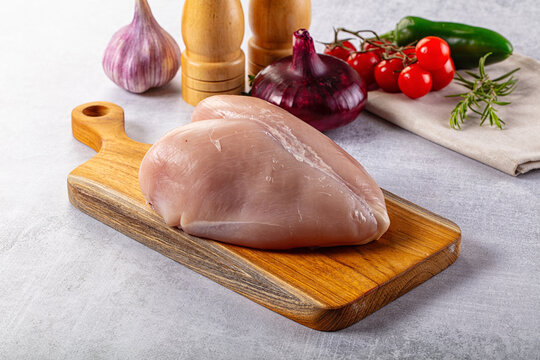 Raw chicken breast without skin
