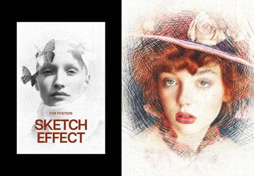 Pencil Sketch Effect &ndash; Drawing for Poster & Social Media (PSD)