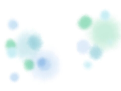 水色と黄緑のにじんだグラデーション水彩テクスチャのふんわり泡のようなあしらい素材