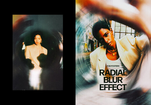Radial Blur Photo Effect &ndash; Grainy Spinning for Poster & Social Media (PSD)