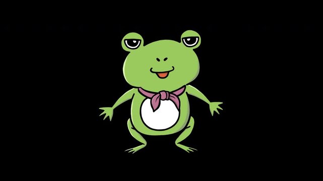 Frog Character - Right Pointing Right, Talking, Determined, 4K, 7 Seconds, Loop with Alpha Channel