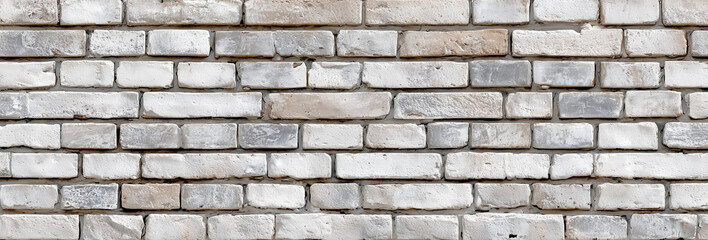 Fototapeta premium White Painted Brick Wall Texture With Distressed Grunge Finish and Horizontal Pattern