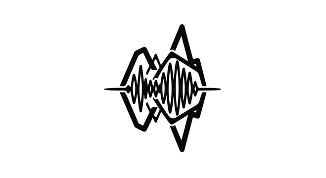 Audio waves visualize complex digital sound frequencies in a minimalist style.
