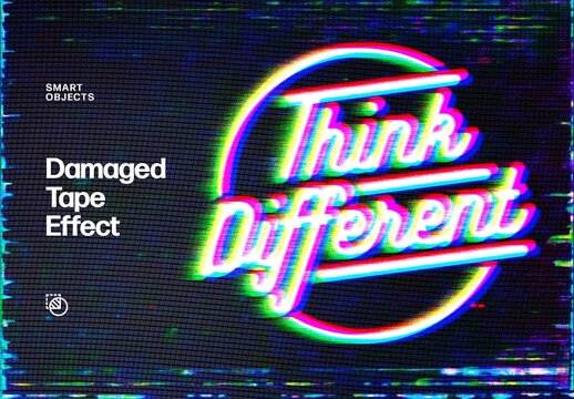 Damaged Tape Text Effect &ndash; Broken Screen Typography for Logo, Poster & Branding (PSD)