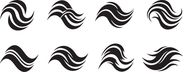 Fototapeta premium Black and White Abstract Wave Logos Collection
