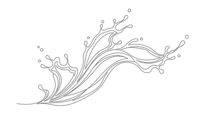 Fototapeta premium Dynamic Water Splash Illustration Line Art - Flowing Liquid Waves