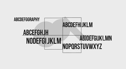 Fototapeta premium Abstract typography design with geometric shapes and various text layouts