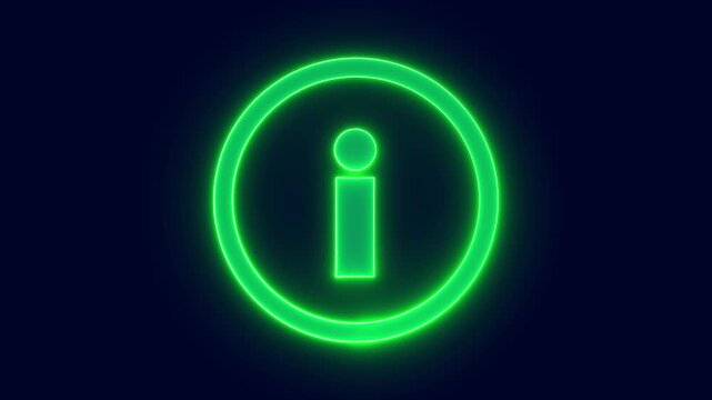Neon information sign animation icon, help desk info web neon sign circle icon sign