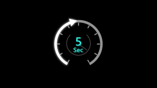 9 Sec clock icon animation. 9 to 0 Second countdown animation on black background and creating a stunning 4k animation.