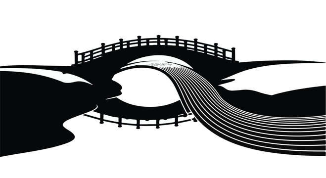 Bridge arching over a flowing river creates a serene landscape for calm reflection.