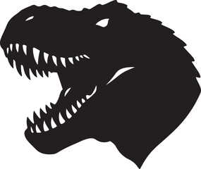 Naklejka premium A tyrannosaurus rex showcasing its formidable teeth and bone structure silhouette vector white background