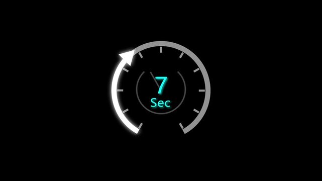 10 Sec clock icon animation. 10 to 0 Second countdown animation on black background and creating a stunning 4k animation.
