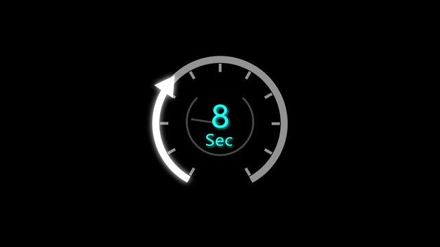 11 Sec clock icon animation. 11 to 0 Second countdown animation on black background and creating a stunning 4k animation.