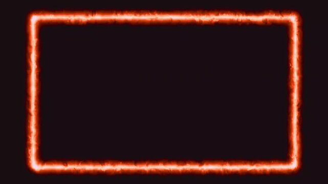 Empty glowing neon red frame on black background for digital display or signage mockup