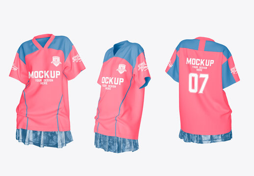 Womens Loose Summer T Shirt Skirt Set Mockup