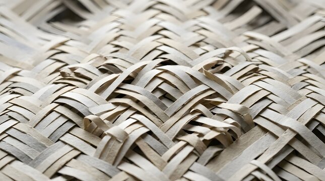 Macro Texture of Interlaced Paper Strips Woven Pattern Background
