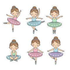 Cute Ballet Dancers Girls Poses Tutu Illustrations © Kuning
