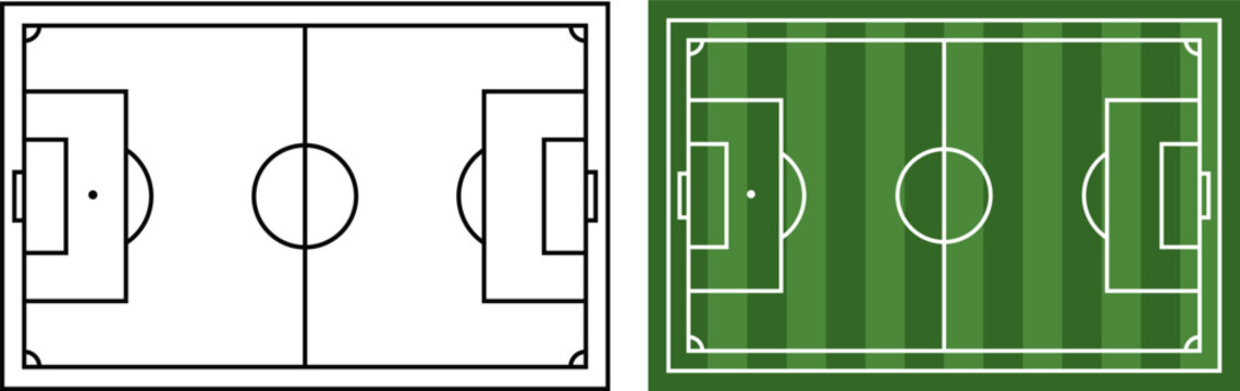 Soccer Field Icon Football Pitch Stadium Court Outline And Flat Sports Ground Vector Illustration
