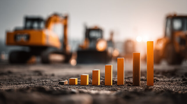 Construction equipment growth industrial site graphical representation urban environment wide angle economic development