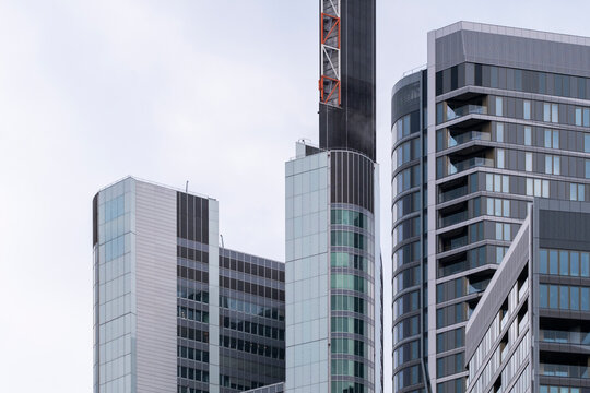 Frankfurt Bankenviertel towers rise over Germany offices as modern urban architecture facade builds a sharp skyline for corporate finance cityscape story