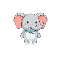 Fototapeta premium Cartoon elephant illustration isolated on black background