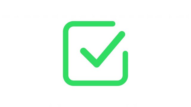 Rounded square green checkmark popup bounce animation soft ui confirmation Prores Alpha Channel 4K 60fps