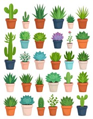 Fototapeta premium Variety of potted succulents and cacti.
