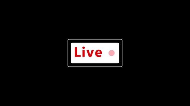 Animated Live Stream sign with button of live streaming icon on black background. Perfect for shows and social media live performances or your channel.