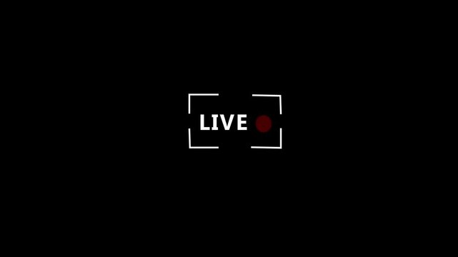live button Animation on transparent background, Simple live streaming icon animation, live streaming and broadcast icon with alpha channel in 4k.