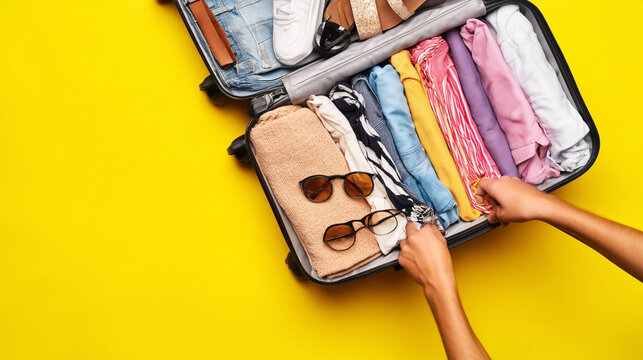 Packing essentials for travel luggage preparation tips home lifestyle flat lay organization