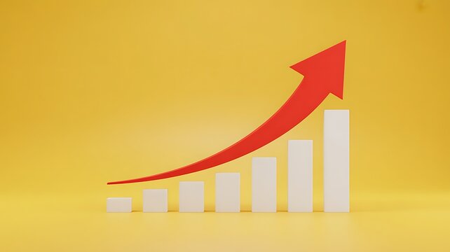 Growing graph, business success, upward trend, financial growth chart