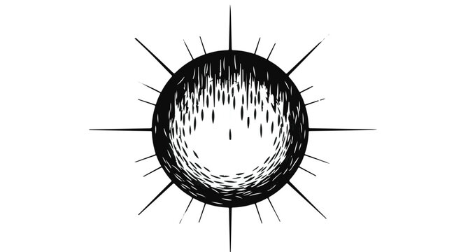 Sun icon with radiating light beams symbolizes energy and celestial power.