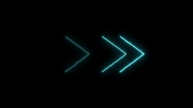 glowing colorful neon arrows isolated on a black background. arrows neon night arrow neon caf&eacute; Glowing neon right arrow.
