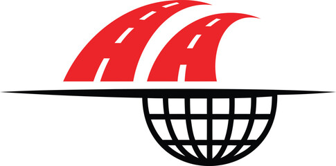 Red road curving around a globe on white background © ANOWAR