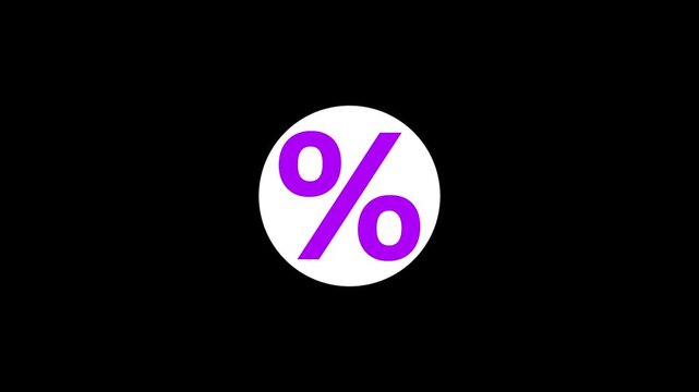 Animated Percentage Symbol Reveal on a Transparent Background for Statistical Presentation