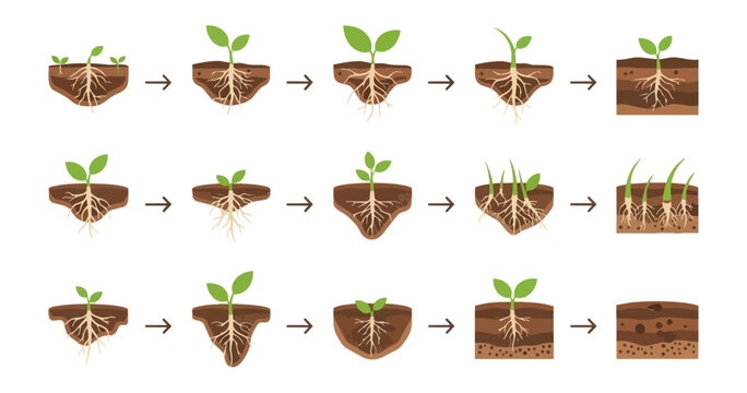 Plant growth stages illustration seedling development sequence