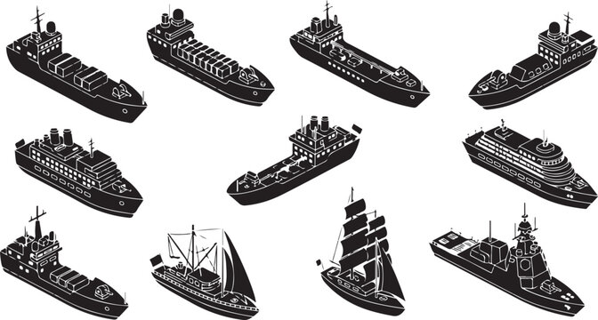 Collection of various naval ships and vessels