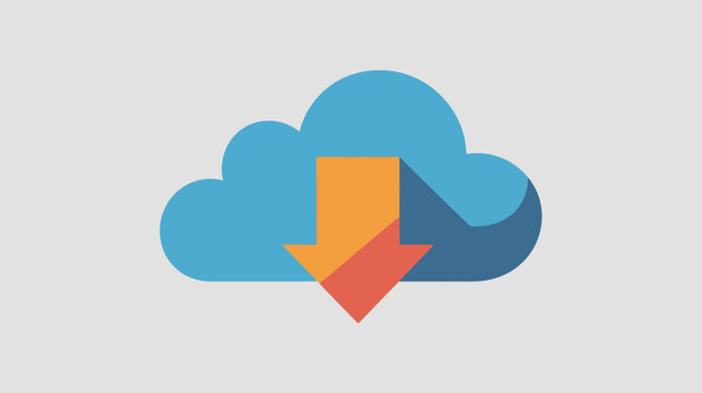 Cloud Storage Icon With Orange Download Arrow For Data Transfer Concepts