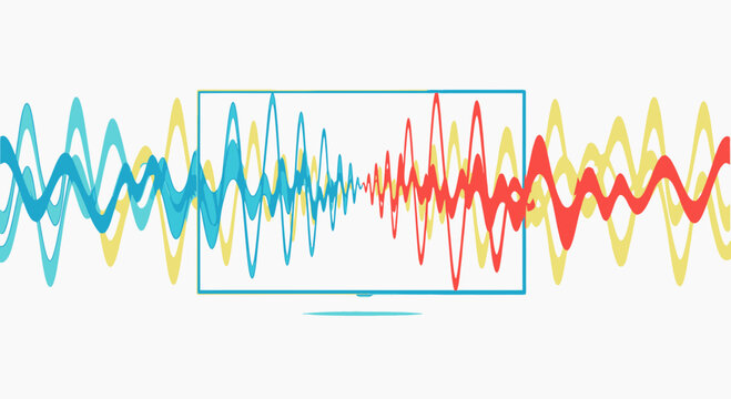 Colorful sound wave pattern graphic design.