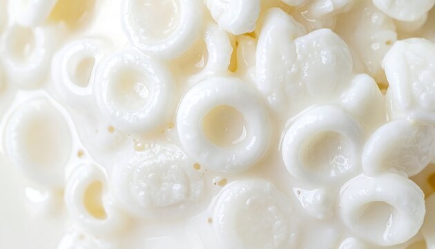 Close-up of white popcorn kernels texture.