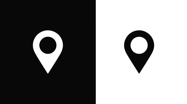 Map Pin Icons Isolated On Black And White Backgrounds For Navigation Concepts