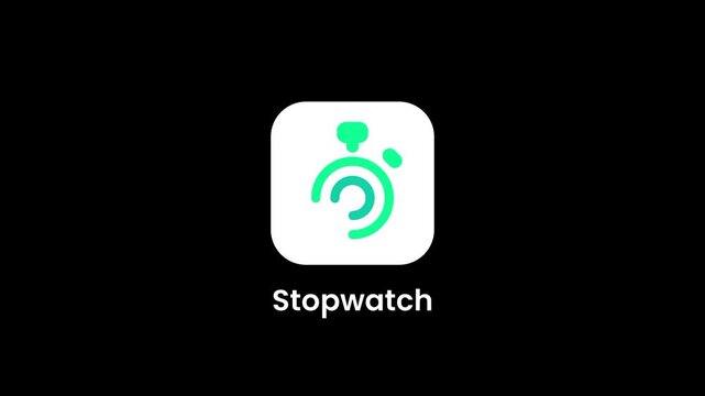 Stopwatch app icon with a dark rounded square background and a green circular stopwatch timer graphic, designed for precise time tracking and countdown management