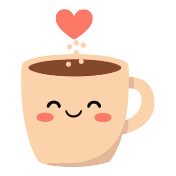 Cute kawaii coffee cup sticker