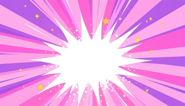 Vibrant pink and purple explosion radiates outward with golden sparks
