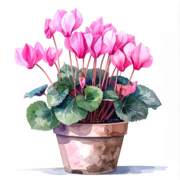 Cyklamen kwiat doniczkowy ilustracja