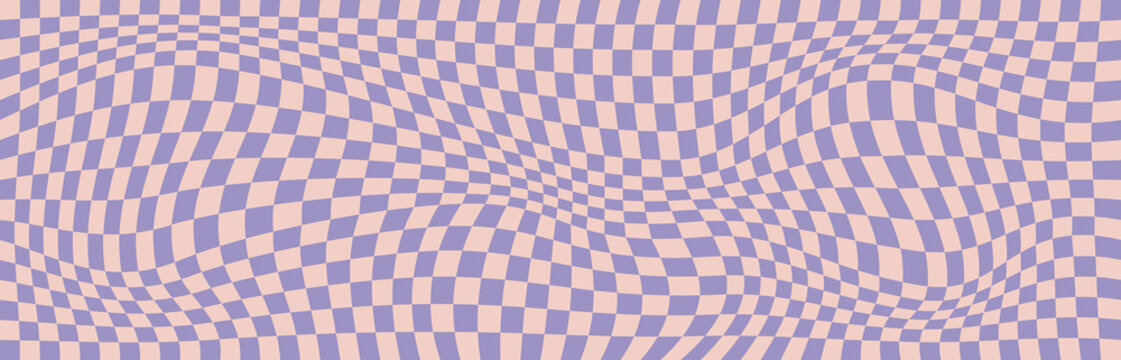 Groovy pastel seamless background with a retro checkerboard design. Abstract pattern.