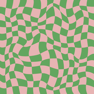 Groovy seamless background with a retro checkerboard design. Abstract pattern.