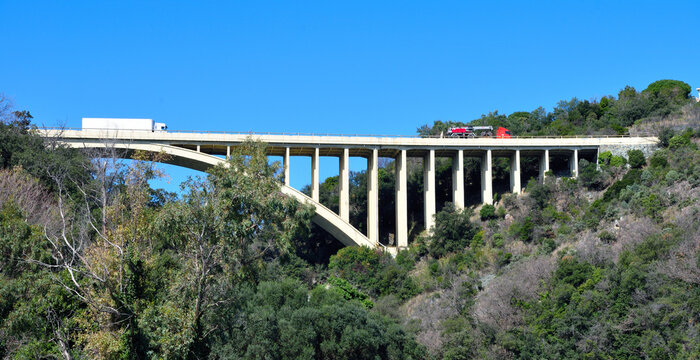 The arrestra highway viaduct between Cogoleto and Varazze in Genoa designed by engineer Morandi