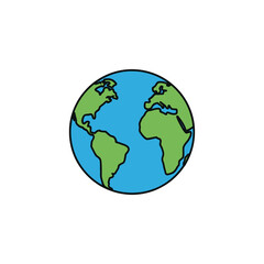 Obraz premium Simple globe illustration with continents isolated on white background