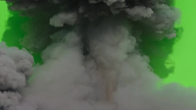 Massive Rolling Pyroclastic Slow Smoke Green Screen 4K Video